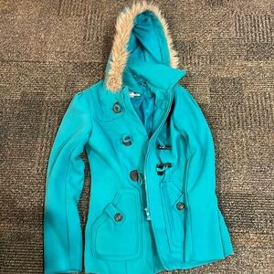 Girls Small Turqoise Xhilaration Coat with Hood